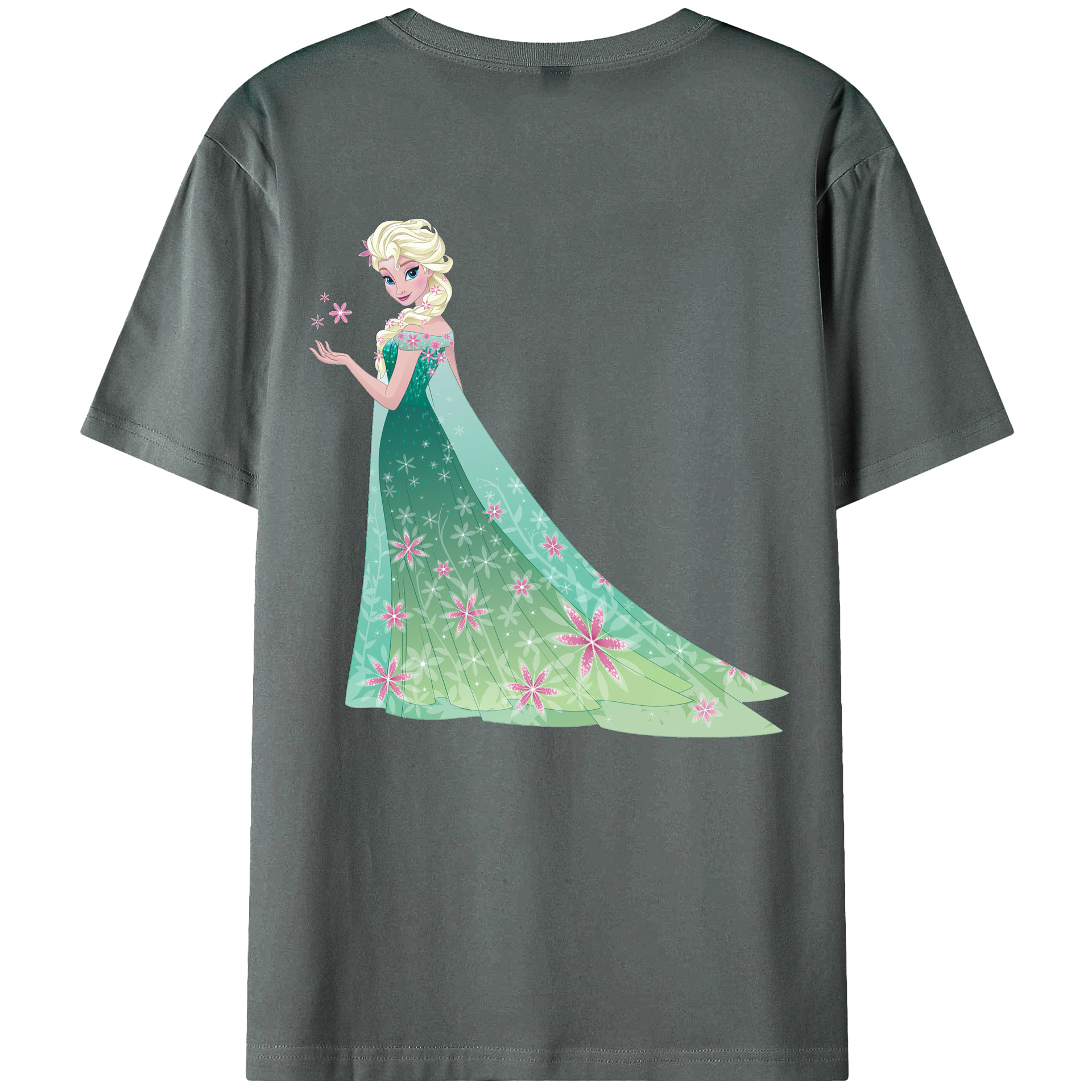 （画像用） アナと雪の女王 アンナ エルサ Frozen Anna Elsa 綿100％ メンズ半袖Tシャツ（バックプリント） 通気性
